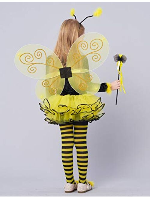 Ikali Bumble Bee Costume, Princess Fancy Dress Up(Tutu, Wings, Antenna)