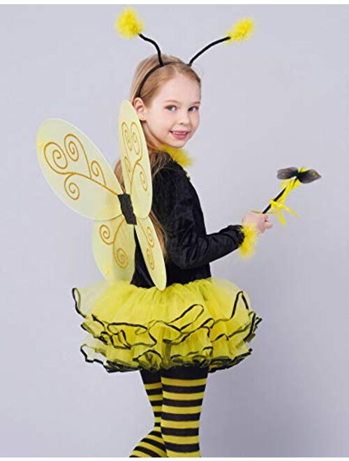 Ikali Bumble Bee Costume, Princess Fancy Dress Up(Tutu, Wings, Antenna)