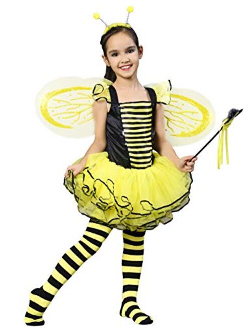 Ikali Bumble Bee Costume, Princess Fancy Dress Up(Tutu, Wings, Antenna)