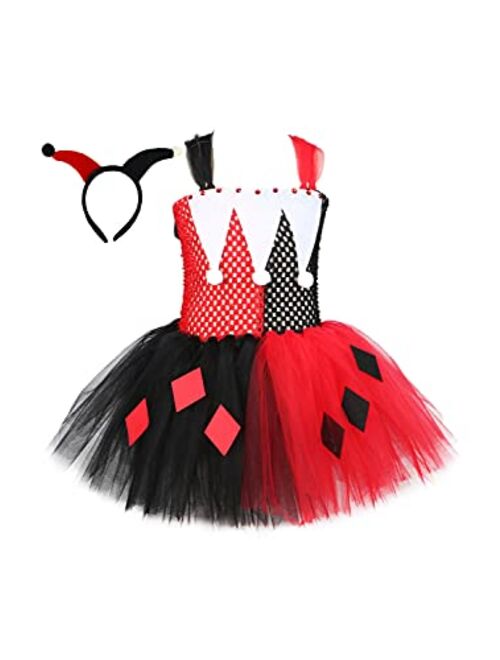 Yanvs Toddler Kids Cute Tutu Dress Costume Halloween Clown Cosplay for Girls