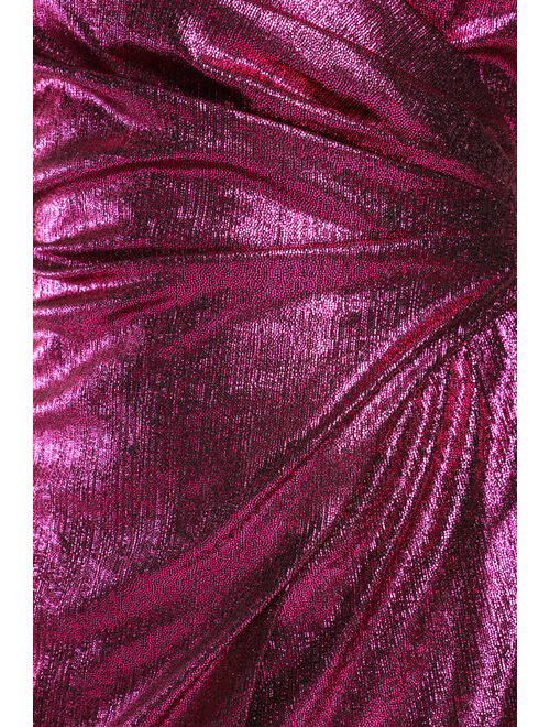 Lulus Shine All the Time Shiny Magenta Bodycon Mini Dress