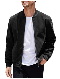 Men's Casual Varsity Jacket Vintage Lightweight Suede Bomber Jackets