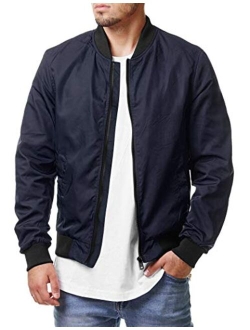 Men Bomber Jacket Lightweight Casual Softshell Flight Windbreaker Coat