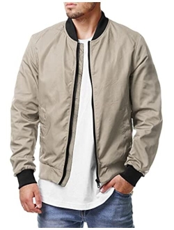 Men Bomber Jacket Lightweight Casual Softshell Flight Windbreaker Coat