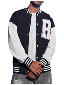 Men's Varsity Jacket Regular Fit Casual Letterman Baseball Bomber Jackets