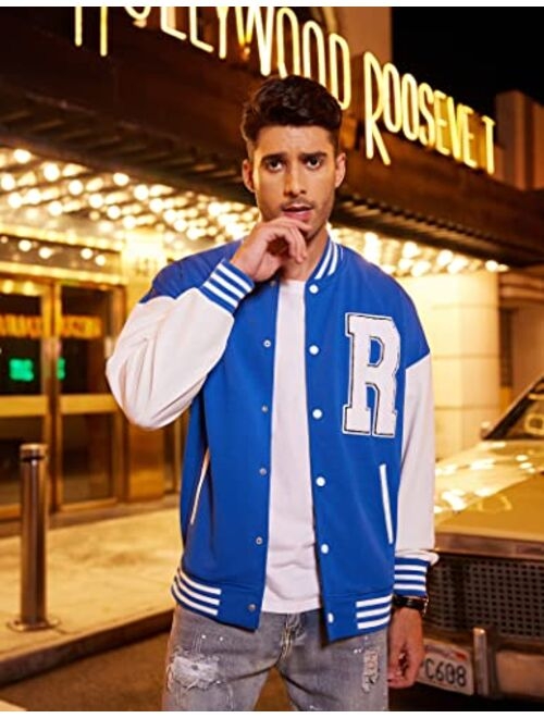 COOFANDY Men's Varsity Jacket Regular Fit Casual Letterman Baseball Bomber Jackets