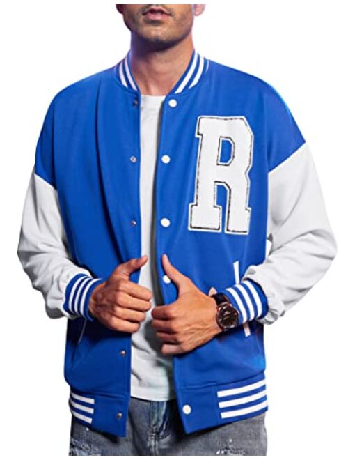 COOFANDY Men's Varsity Jacket Regular Fit Casual Letterman Baseball Bomber Jackets