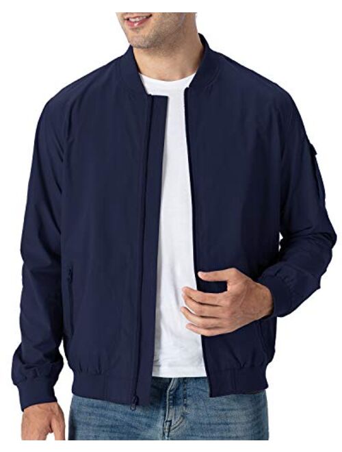 TBMPOY Men's Windproof Bomber Jackets Lightweight Running Windbreaker Outdoor Golf Fashion Coat