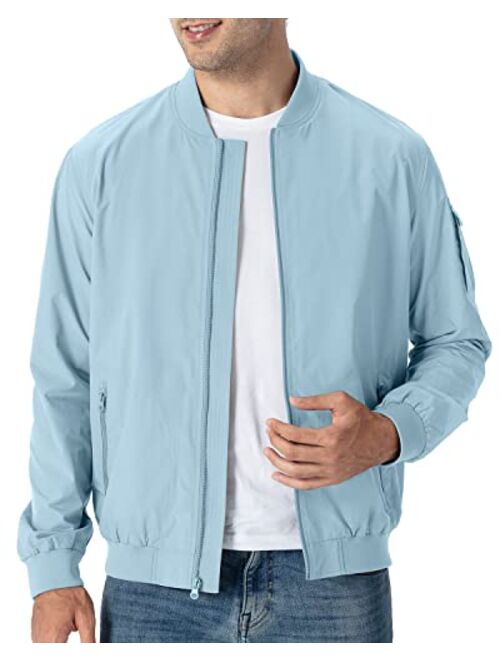 TBMPOY Men's Windproof Bomber Jackets Lightweight Running Windbreaker Outdoor Golf Fashion Coat