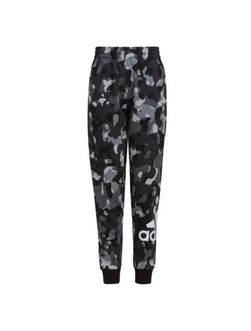 adidas Big Boys Elastic Waistband Core Camo Allover Print Joggers