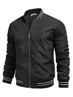 Men's Bomber Jackets Lightweight Windbreaker Full Zip Varsity Jacket Casual Spring Fall Active Coat Outwear