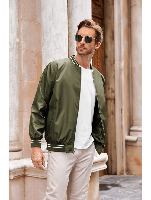 COOFANDY Men's Bomber Jackets Lightweight Windbreaker Full Zip Varsity Jacket Casual Spring Fall Active Coat Outwear