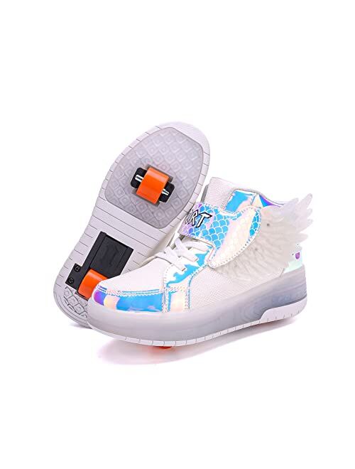 HHSTS Kids Shoes with Wheels LED Light Color Shoes Shiny Roller Skates Skate Shoes Simple Kids Gifts Boys Girls The Best Gift for Party Birthday Christmas Day