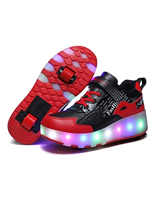 HHSTS Kids Shoes with Wheels LED Light Color Shoes Shiny Roller Skates Skate Shoes Simple Kids Gifts Boys Girls The Best Gift for Party Birthday Christmas Day