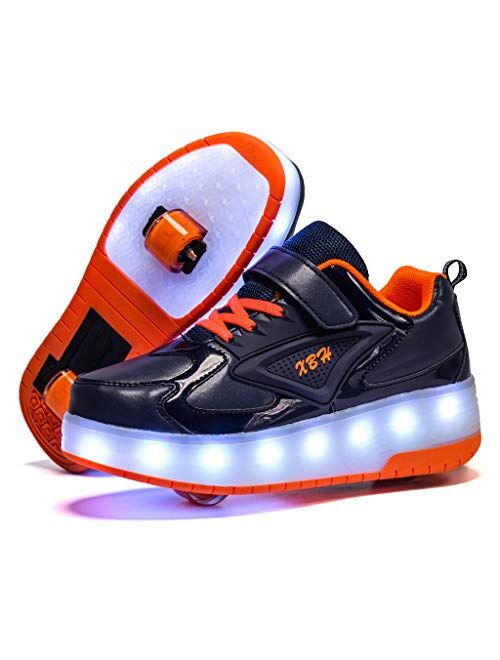 HHSTS Kids Shoes with Wheels LED Light Color Shoes Shiny Roller Skates Skate Shoes Simple Kids Gifts Boys Girls The Best Gift for Party Birthday Christmas Day