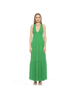 Women's ALEXIA ADMOR Tezzi Lace Trim V-Neck Tiered Maxi Dress