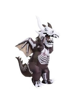 Inflatable Costume for Kids, Dragon Skeleton Air Blow Up Costume, Full Body Costume with 3D Horns Wings for Halloween Costume Parties