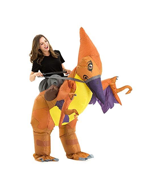 Hsctek Adult Inflatable Ride on Dinosaur Halloween Costume, T-rex, Velociraptor, Triceratops, Pteranodon