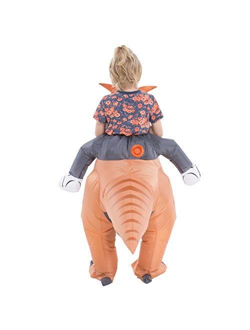 HSCTEK Child Inflatable Ride on Dinosaur Halloween Costume, T-rex, Velociraptor, Triceratops, Dilophosaurus, Pteranodon, Carnotaurus