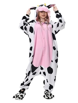 NEWCOSPLAY Adult Animal Onesie One Piece Pajamas Cosplay Cow Costume Family Wear