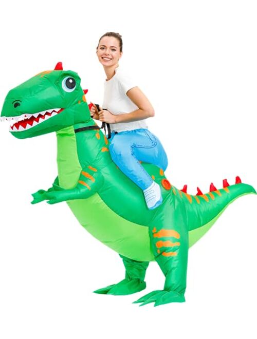 KOOY Inflatable Costume Adult Ride On Dinosaur Costume Halloween Costumes for Men Women Blow up Costumes