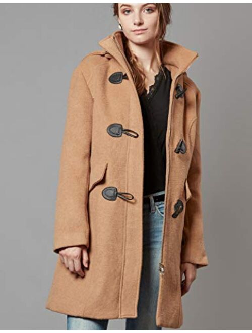 Escalier Women Wool Coat Hoodie Winter Classic Duffle Toggle Pea Coats