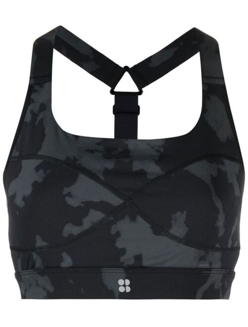 Sweaty Betty cropped camouflage-print top