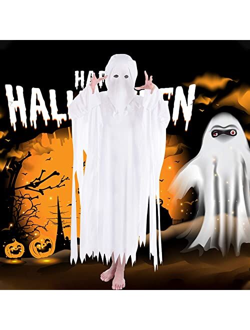 Suppromo Halloween Ghost Costume for Adult Women Men, White Hooded Ghost Costumes, One Size