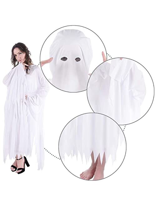 Suppromo Halloween Ghost Costume for Adult Women Men, White Hooded Ghost Costumes, One Size