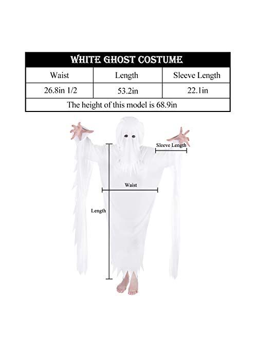 Suppromo Halloween Ghost Costume for Adult Women Men, White Hooded Ghost Costumes, One Size