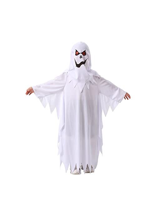 Buy Dnqcos White Boo Ghost Halloween Costume for Kids Spooky Trick-or ...