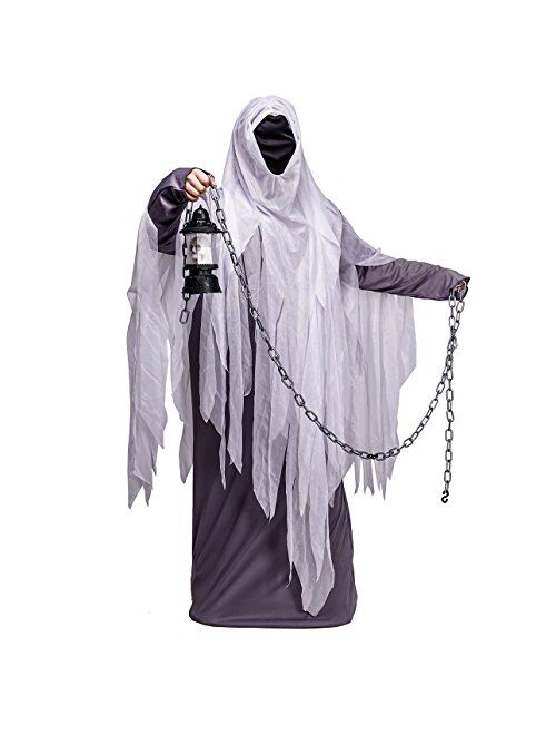 Dsplay Unisex Ghost Costume Adult Hood Robe for Halloween Party