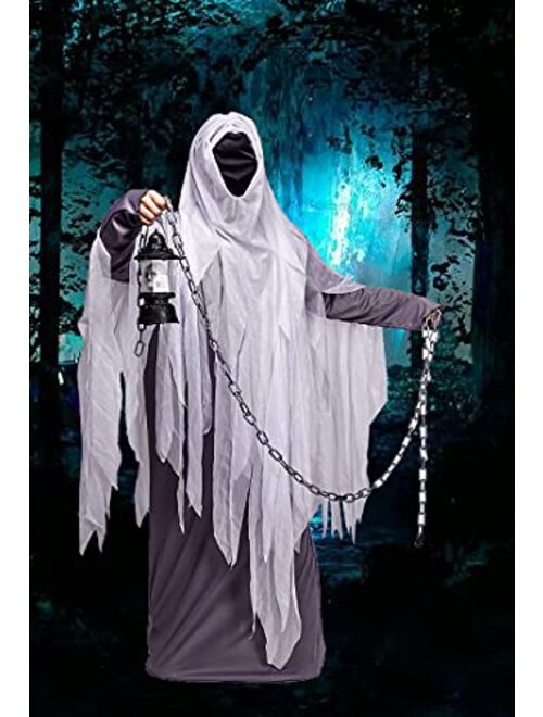 Dsplay Unisex Ghost Costume Adult Hood Robe for Halloween Party