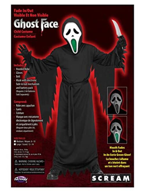 Fun World Kid's Light Up Fade Mouth Ghost Face Costume