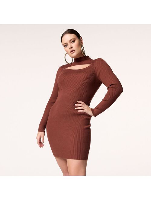 Women's Intempo Mockneck Cutout Sweater Dress