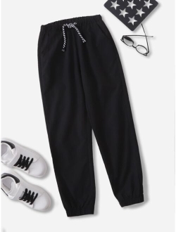 Boys Solid Drawstring Waist Pants