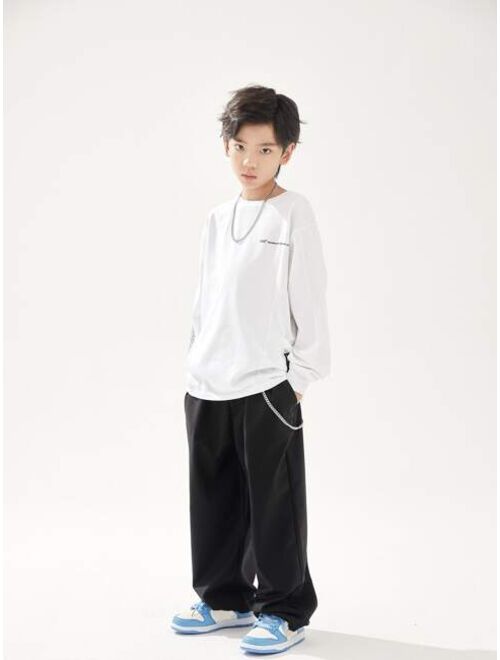 Shein Boys Slant Pocket Solid Pants Without Chain