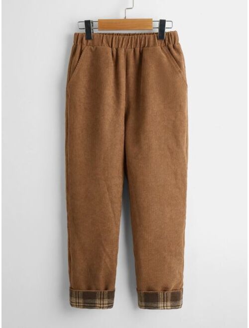 SHEIN Boys Plaid Corduroy Pants