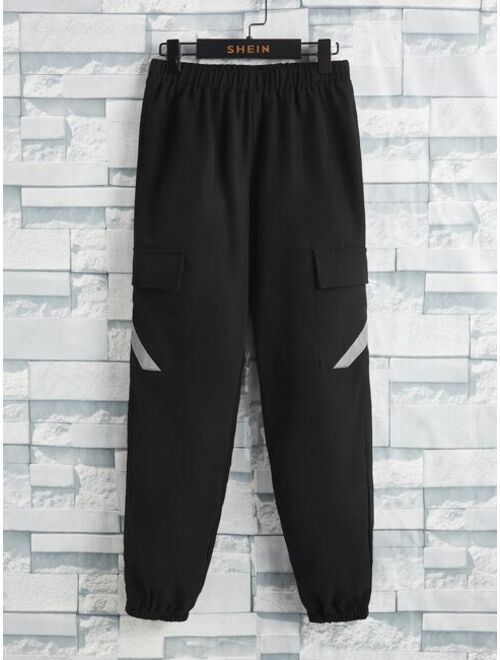 SHEIN Boys Reflective Tape Detail Pants