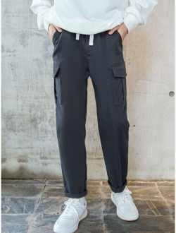 Boys Flap Pocket Drawstring Waist Pants