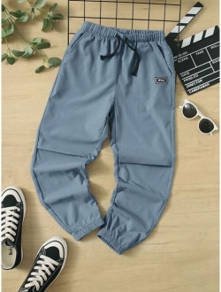 Boys Letter Patched Detail Drawstring Waist Pants