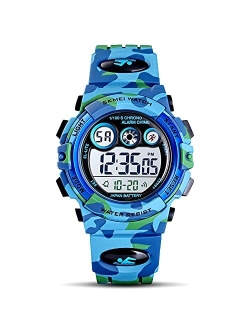 GOLDEN HOUR Watches for Kids Digital Sport Waterproof Boys Girls Watch Outdoor 12/24 H Alarm EL Backlight Stopwatch Military Child Wristwatch Ages 5-15