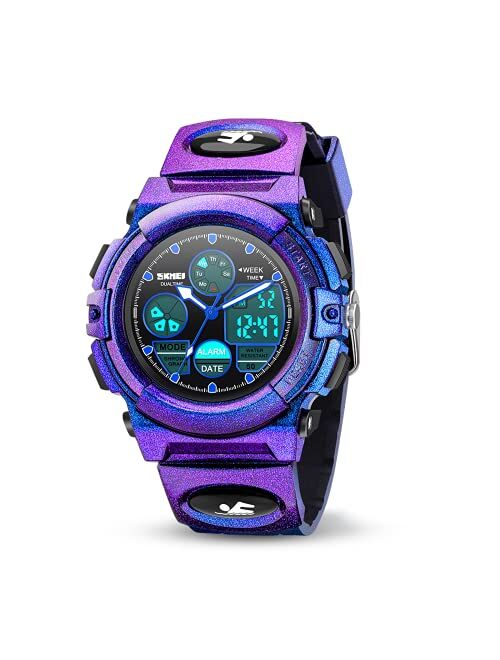 SYOKZEY Kids Watch, 50 M Waterproof LED Digital Sport Watch Teen Boys Girls Outdoor Watches - Analog and Digital Multifunction Watches with Alarm and Calendar