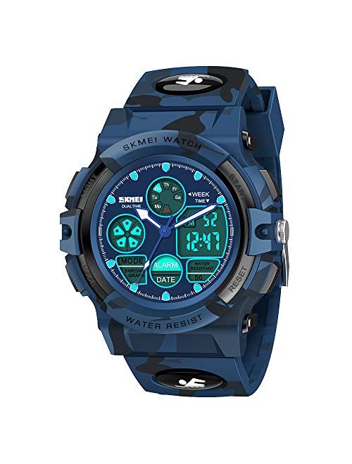 SYOKZEY Kids Watch, 50 M Waterproof LED Digital Sport Watch Teen Boys Girls Outdoor Watches - Analog and Digital Multifunction Watches with Alarm and Calendar