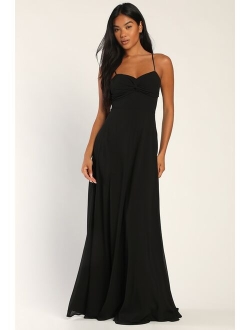 Modern Radiance Emerald Green Twist-Front A-Line Maxi Dress