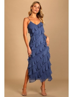 Love the Look Purple Tiered Ruffled Midi Dress