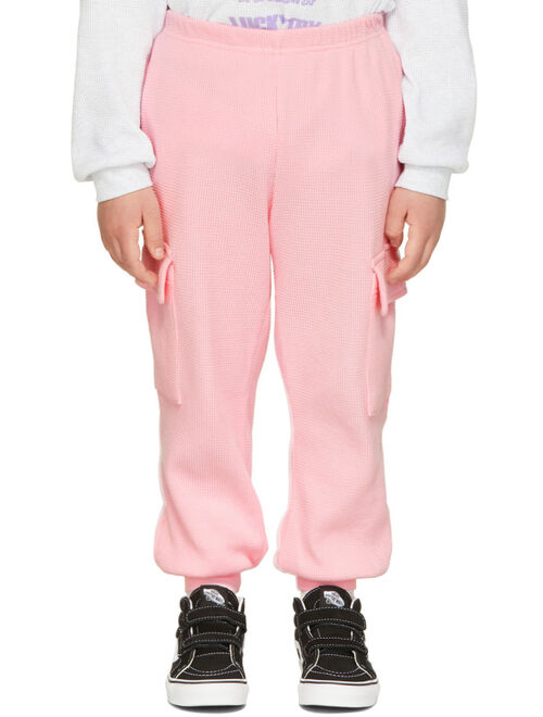 LUCKYTRY Kids Pink Waffle Pocket Lounge Pants