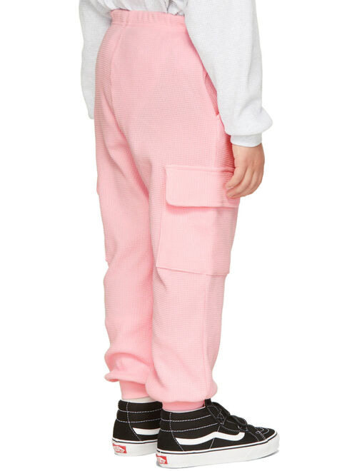 LUCKYTRY Kids Pink Waffle Pocket Lounge Pants