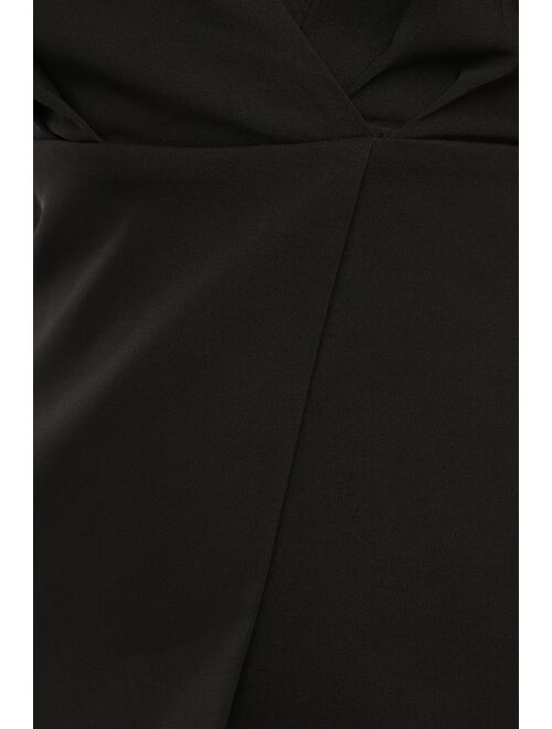 Lulus Ready to Party Black Asymmetrical Surplice Mini Dress