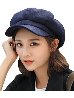 Niction Newsboy Hats for Women, Women Newsboy Hats Winter Felt Retro Solid Color Fashion All-Match Newsboy Cap